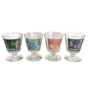 1959 Libbey International Cities of the World MCM Cocktail Glasses set of 4